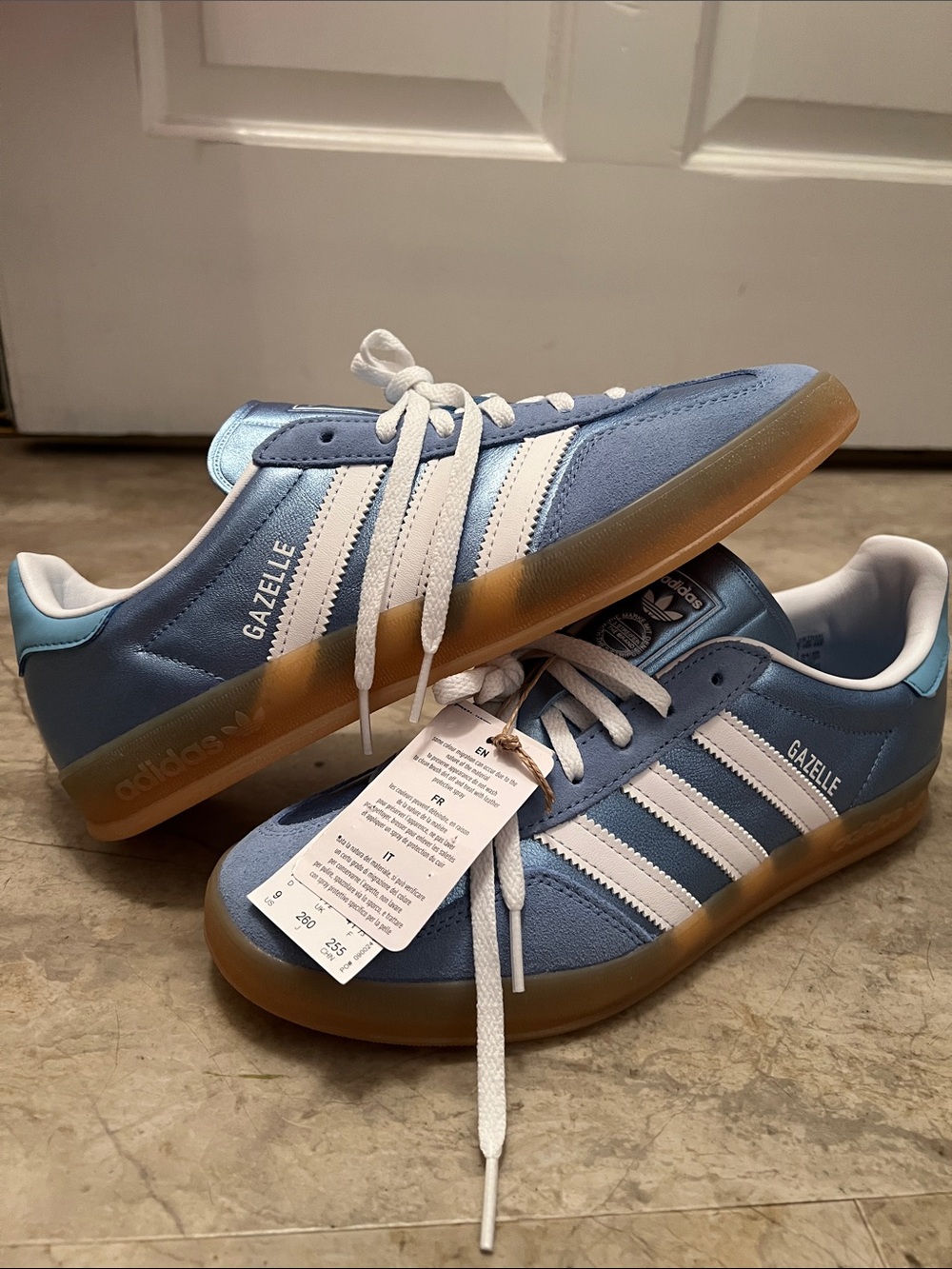 NWT adidas Gazelle Women's Metallic Light Blue Sneaker
